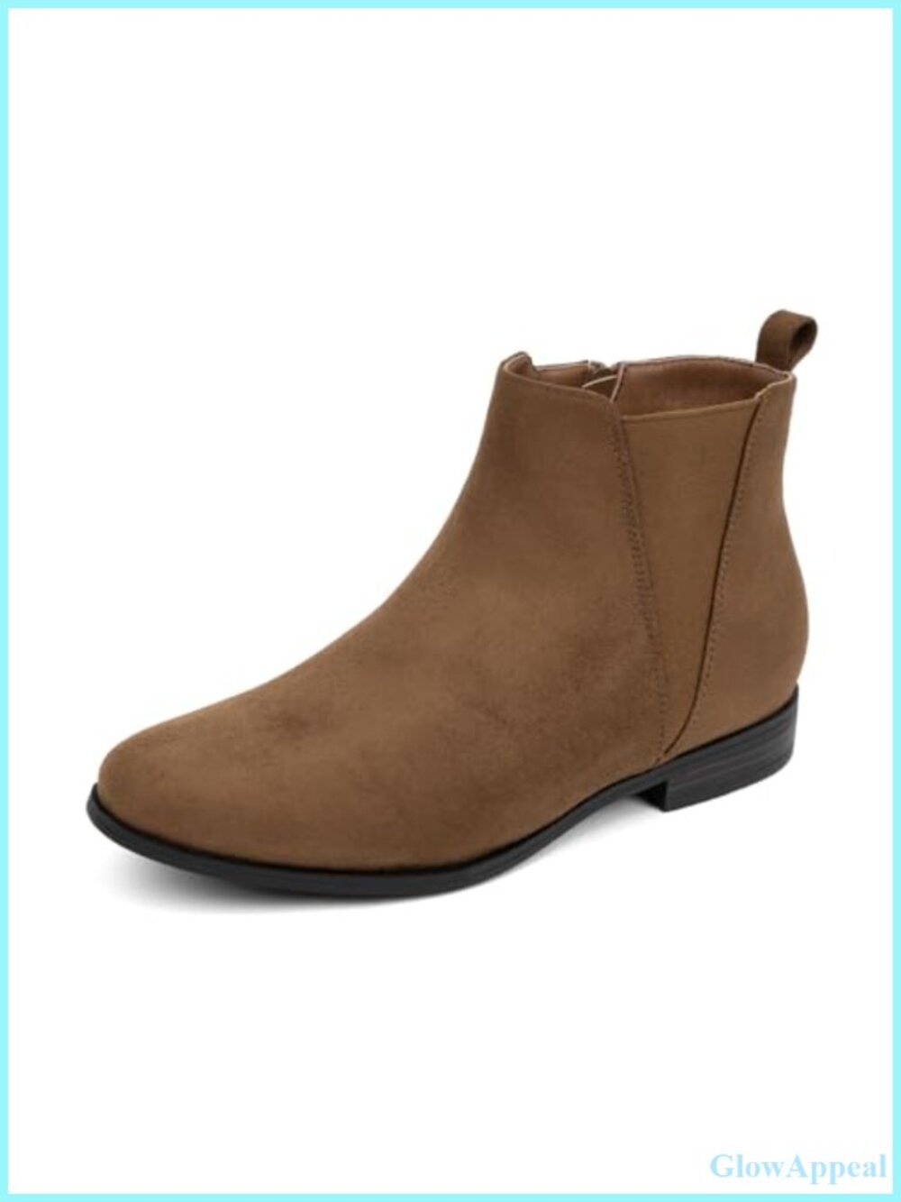 Chelsea Ankle Boots Low Heel Almond Toe Faux Suede Dress Booties with Side